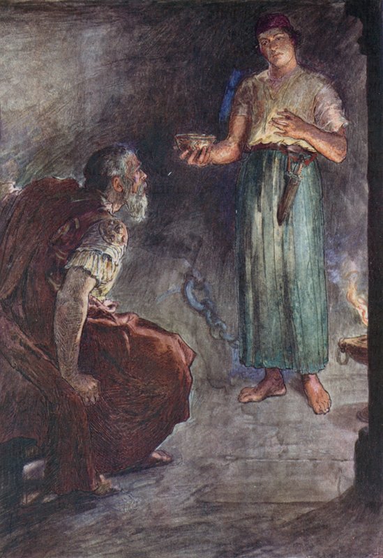 Philopoemen in Prison (farve litho) af William Rainey