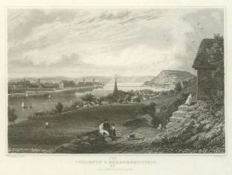 Coblentz og Ehrenbreitstein af William Tombleson