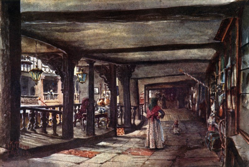 Chester, the Rows (farve litho) af William Wiehe Collins