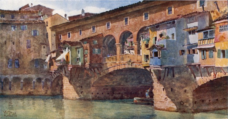Firenze. Ponte Vecchio (farve litho) af William Wiehe Collins