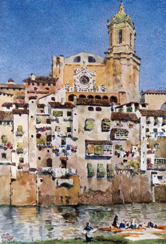 Gerona, The Cathedral (Color Litho) af William Wiehe Collins