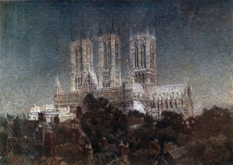 Lincoln, af Moonlight (farve litho) af William Wiehe Collins