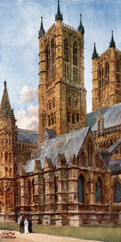 Lincoln, West Towers (farve litho) af William Wiehe Collins
