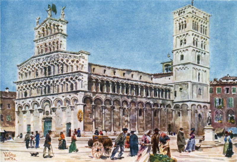 Lucca. S. Michele (farve litho) af William Wiehe Collins