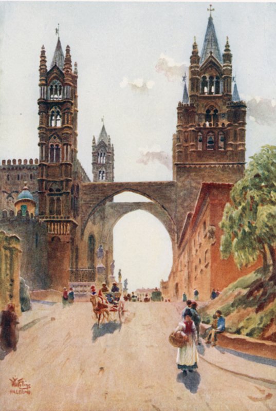 Palermo. Katedralen (farve litho) af William Wiehe Collins
