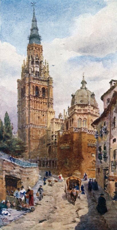 Toledo, katedralen (farve litho) af William Wiehe Collins
