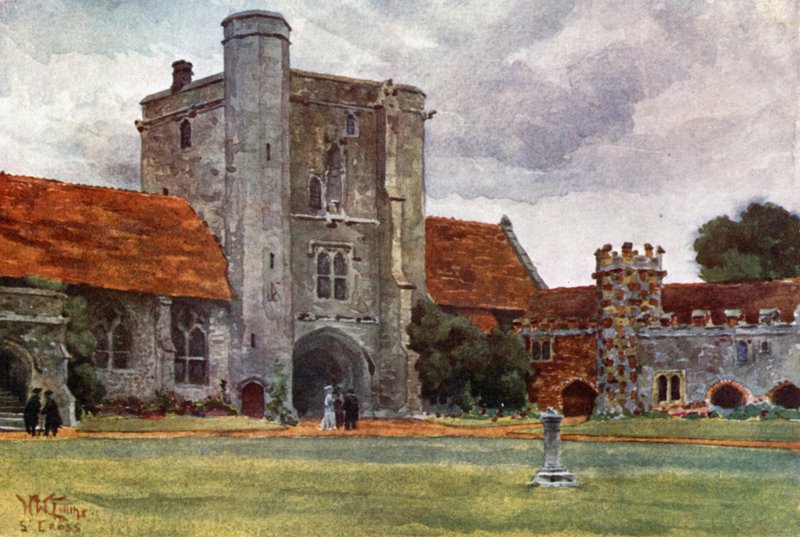 Winchester, St. Cross (farve litho) af William Wiehe Collins