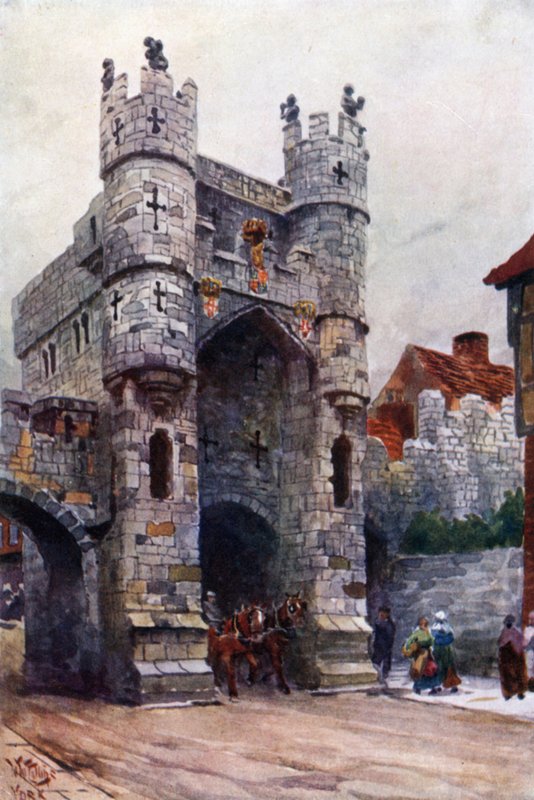 York, Monk Bar (farve litho) af William Wiehe Collins