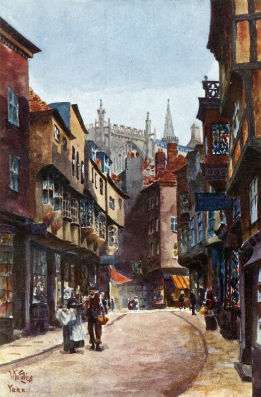 York, Stonegate (farve litho) af William Wiehe Collins