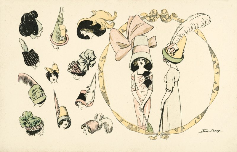 Damehattemode (farve litho) af Xavier Sager