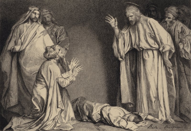 Jesus helbreder det besatte barn af after Albert Robida
