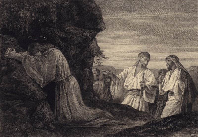 Jesus i bøn af after Albert Robida