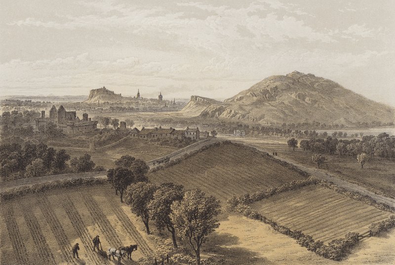 Edinburgh fra nær Craigmillar Castle (chromolitho) af after David Roberts
