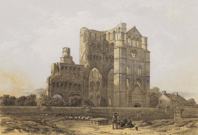 Kelso Abbey (chromolitho) af after David Roberts