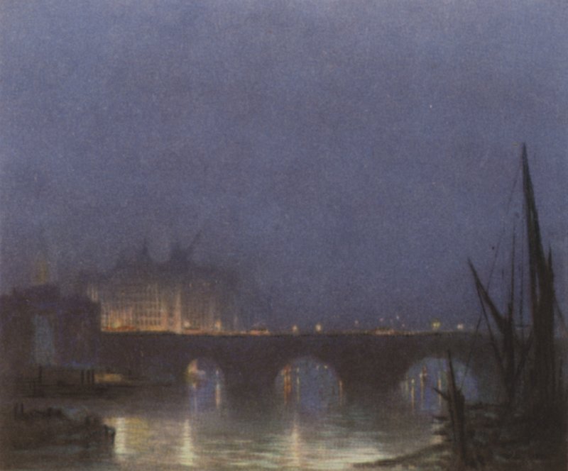 En nocturne af London Bridge af after Donald Maxwell
