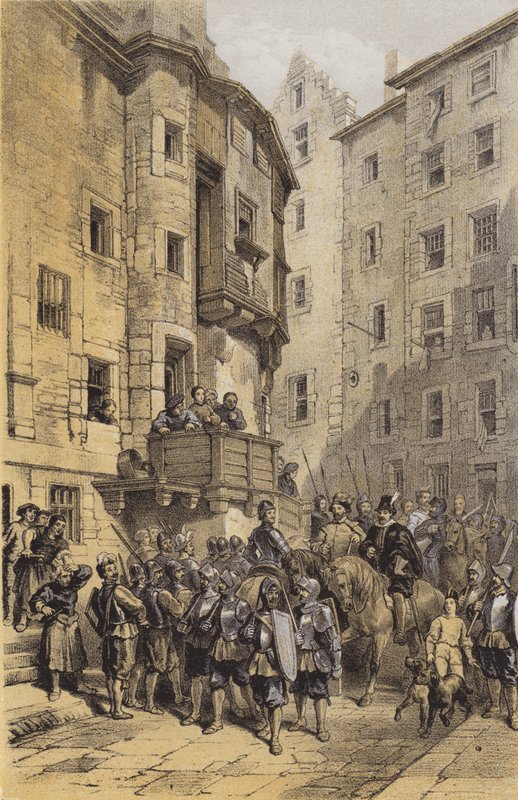 West Bow, Edinburgh (chromolitho) af after George Cattermole