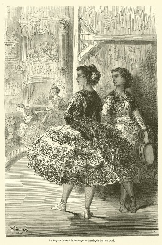 La Amparo danser fandango af Gustave after Dore