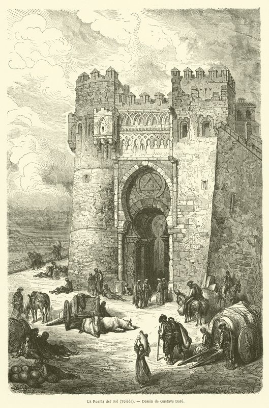 Puerta del Sol, Tolede af Gustave after Dore