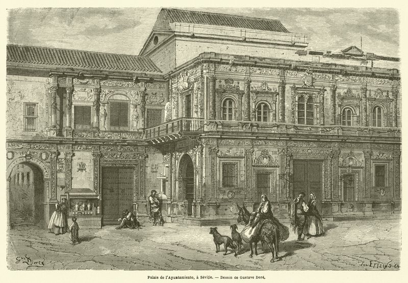 Palais de lAy Ayuntamiento, et Sevilla af Gustave after Dore
