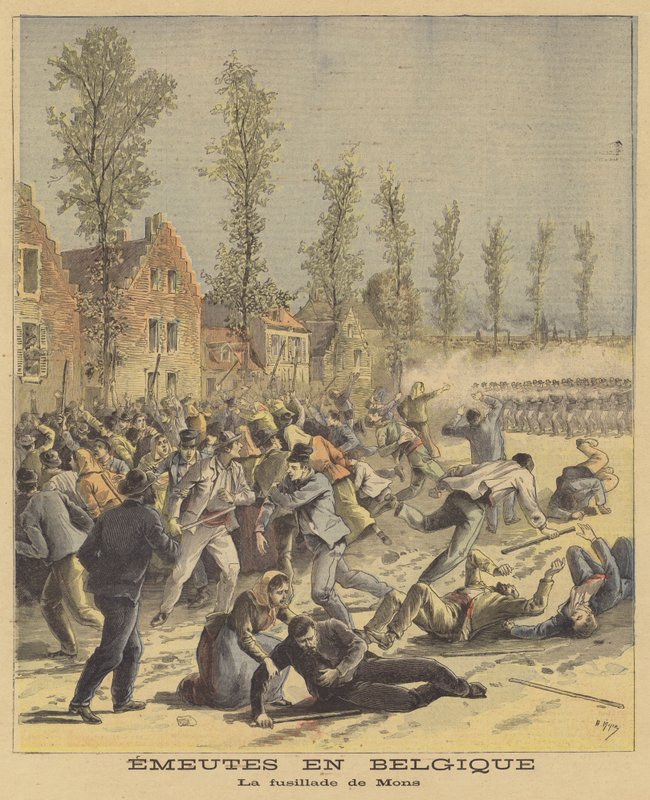 Optøjer i Belgien af after Henri Meyer