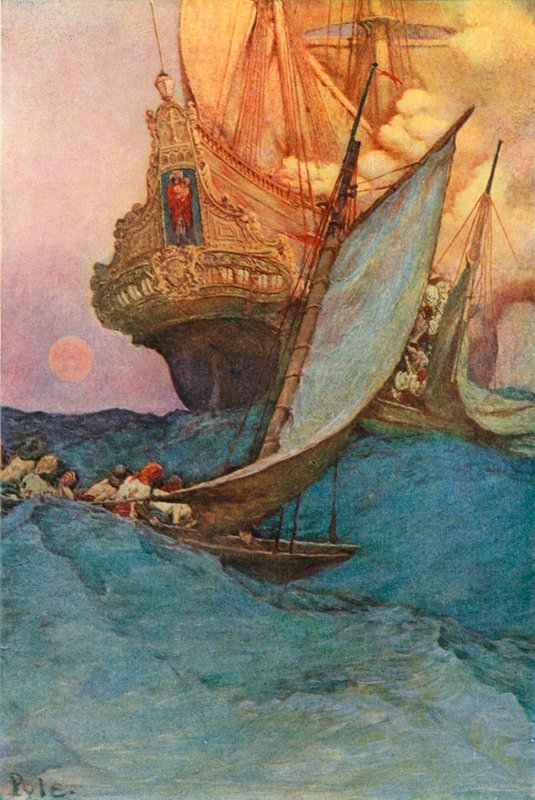 Et angreb på en galjon af after Howard Pyle