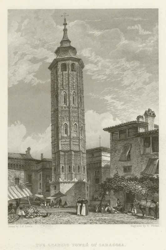 Det skæve tårn i Saragoza af after John Frederick Lewis