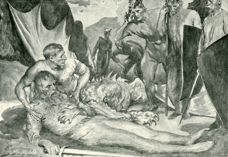 Beowulfs død af after John Henry Frederick Bacon