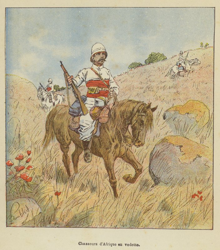 Fremhævede afrikanske jægere af after Louis Charles Bombled