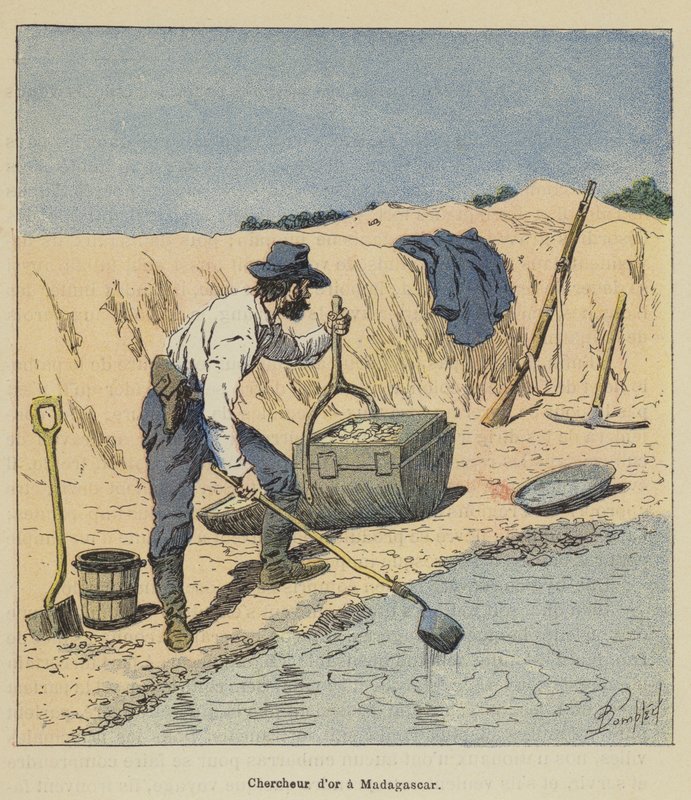 Guldforsker på Madagaskar af after Louis Charles Bombled