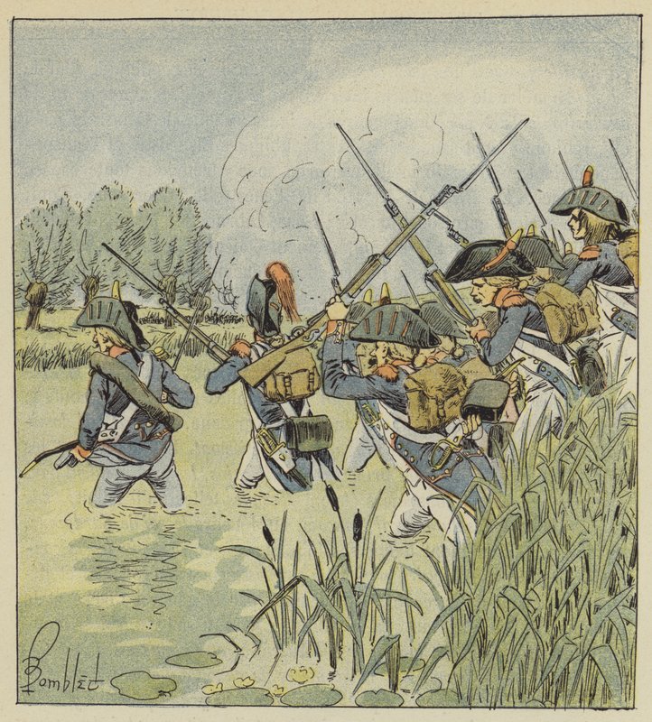 Den franske hær krydser Piave af after Louis Charles Bombled