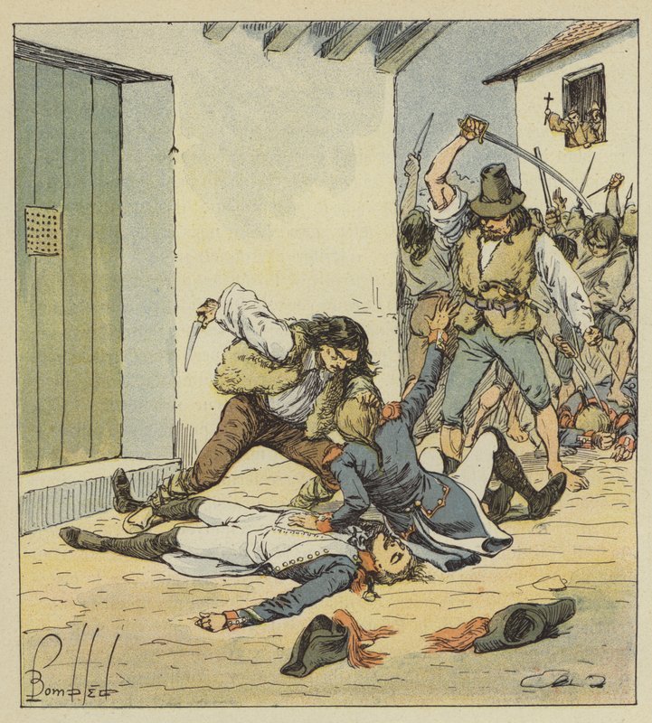 Massakren på franskmændene i Verona af after Louis Charles Bombled