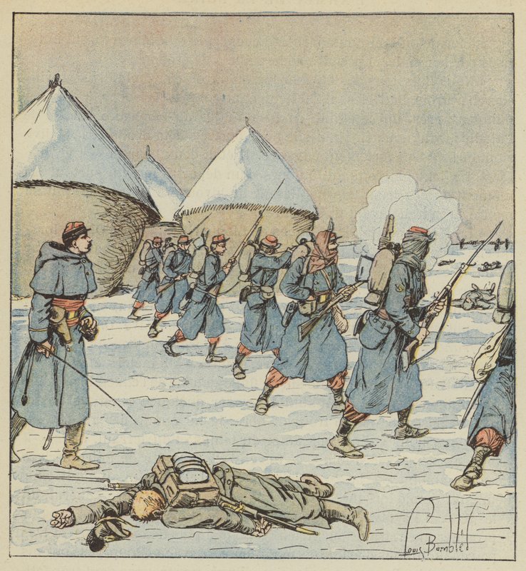 Træfninger af 34. marts af after Louis Charles Bombled