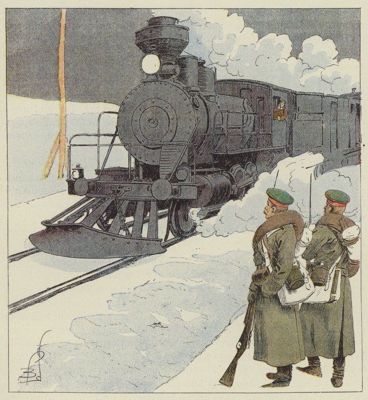 Militærtog på Transsibirien af after Louis Charles Bombled