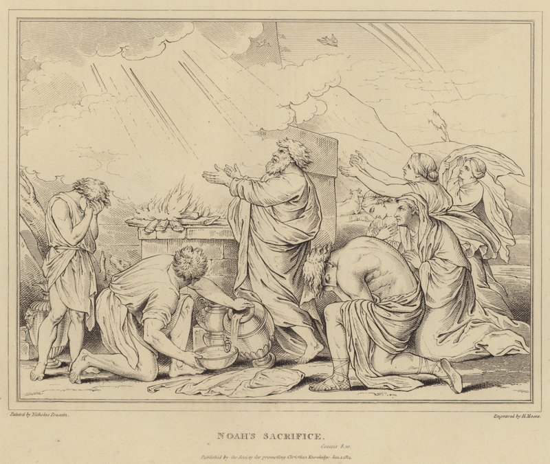 Noas offer, 1. Mosebog af after Nicolas Poussin