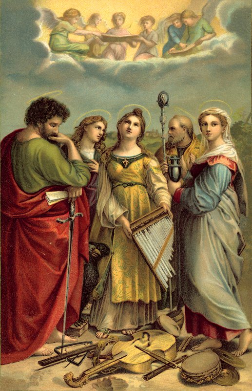 Sankt Cecilia (chromolitho) af after Raphael