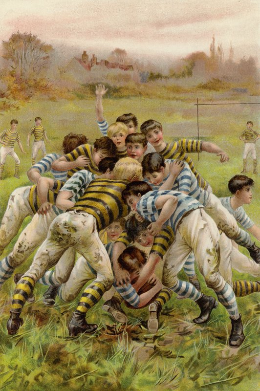 A Scrimmage (chromolitho) af after Stanley Berkeley