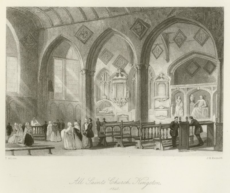 All Saints Church, Kingston, 1840 af after Thomas Allom