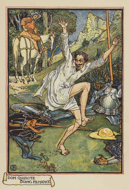 Don Quixote i bodsøvelse af after Walter Crane